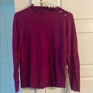J. Crew Magenta Ruffle Neck Blouse